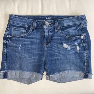 a.n.a. Distressed Raw Hem Cuffed Denim Blue Jean Shorts Women’s Size 27 / 4